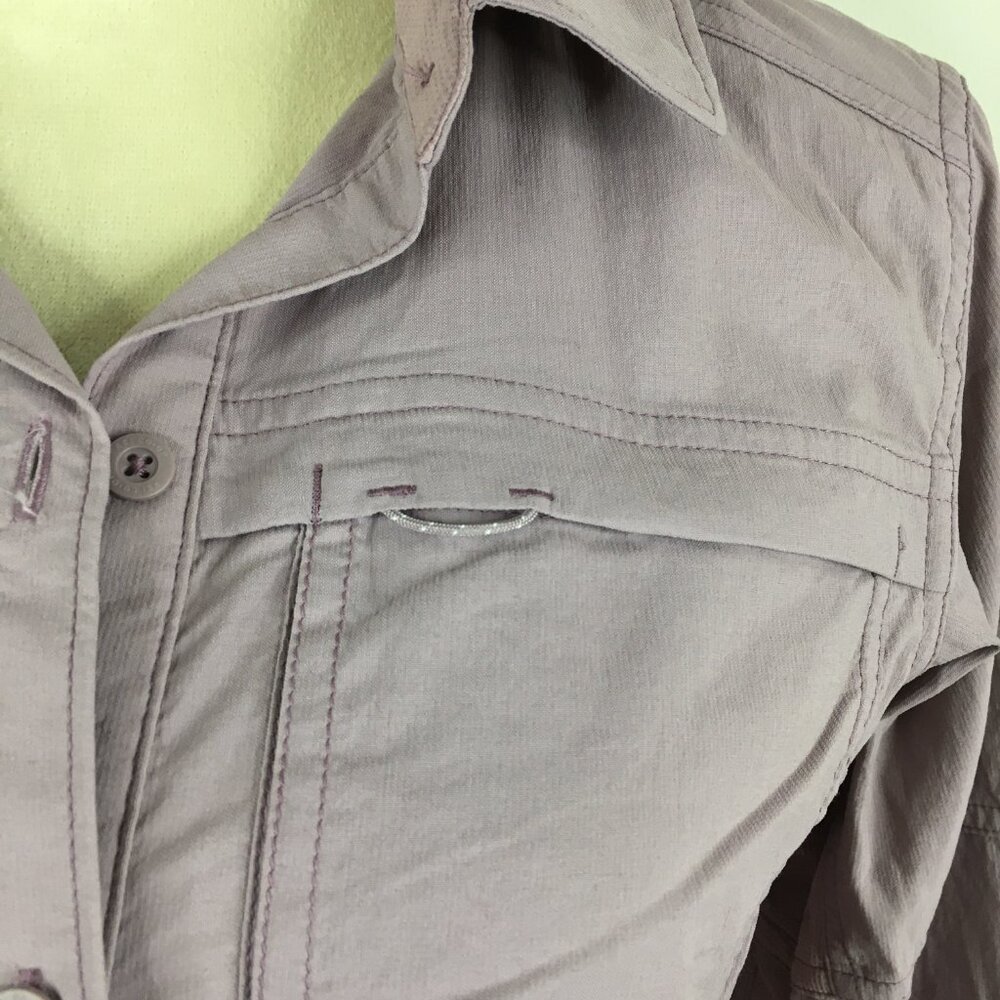 REI Co-op Purple/Gray Mesh Insert Sleeve Tabs Vented Back Button Shirt - Picture 7 of 14